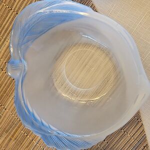 Vintage Set of 6 Apple Frostwd Glass Dessert Bowls with Colorful Rims